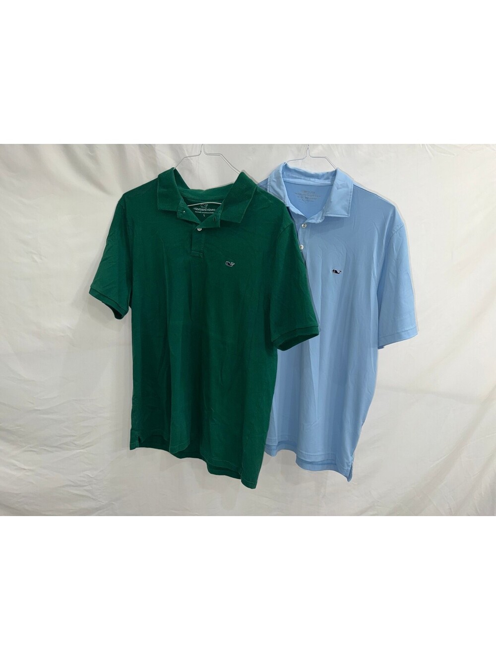 Vineyard Vines Men's Polo Shirts - Green & Light Blue, Size L